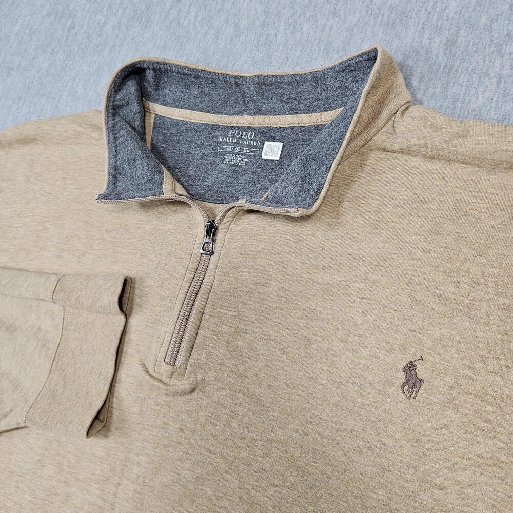 Polo Ralph Lauren Sweater Mens 5XB Beige 1/4 Zip Mock Neck Pullover